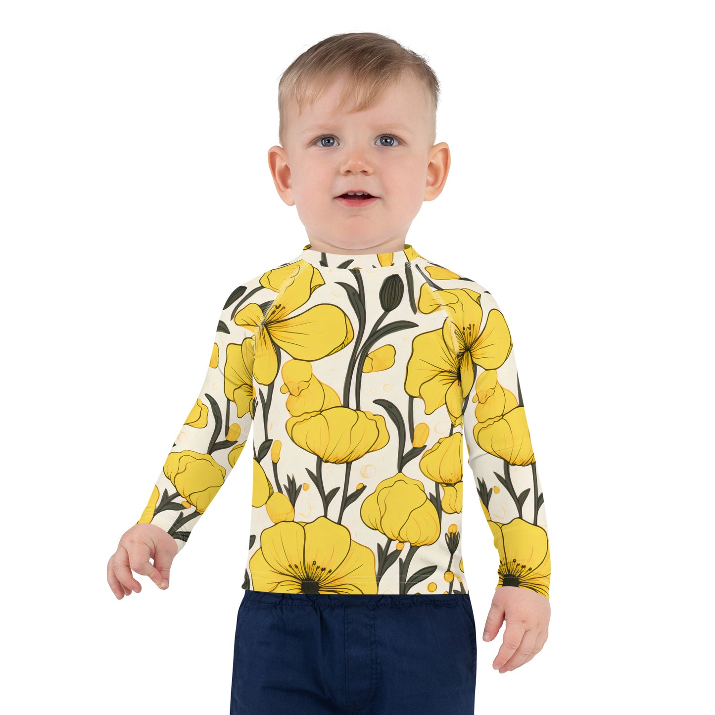 Kids Rash Guard Swimwear Yellow Bells | UV Sun Protection Swim Shirt