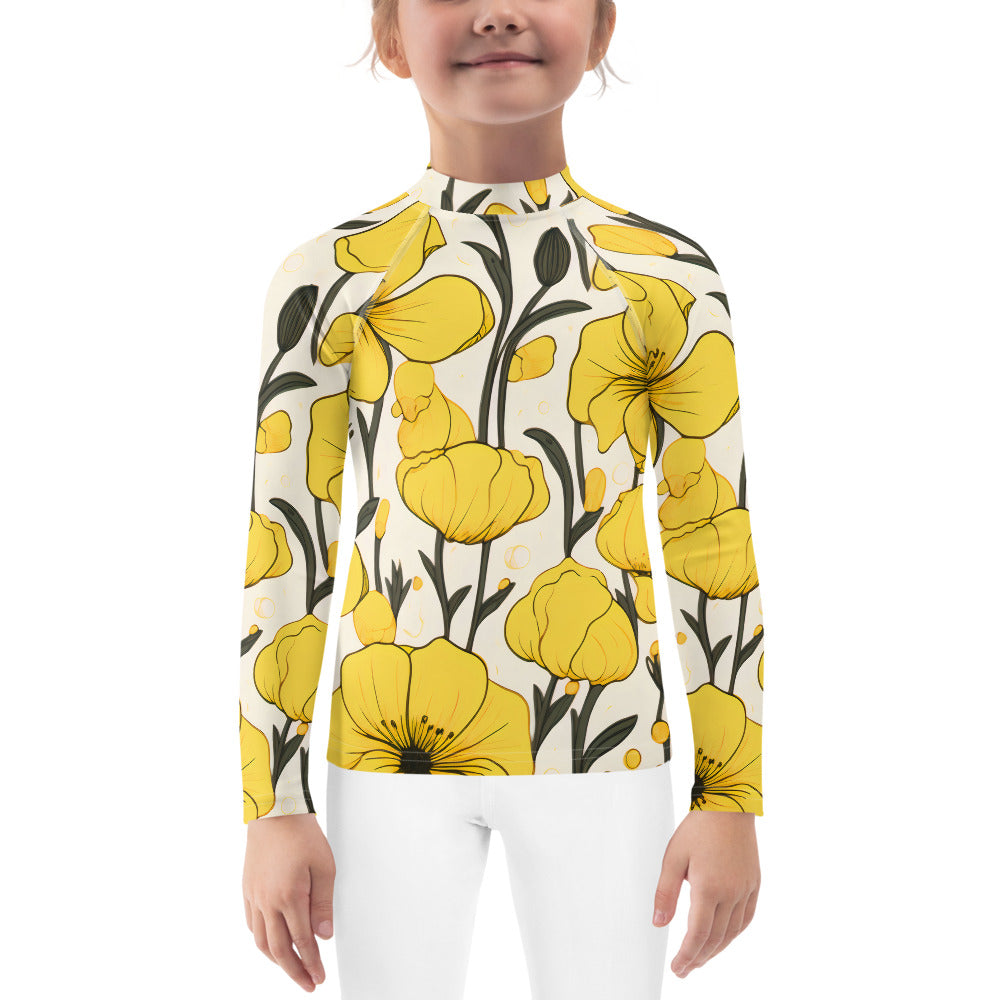 Kids Rash Guard Swimwear Yellow Bells | UV Sun Protection Swim Shirt