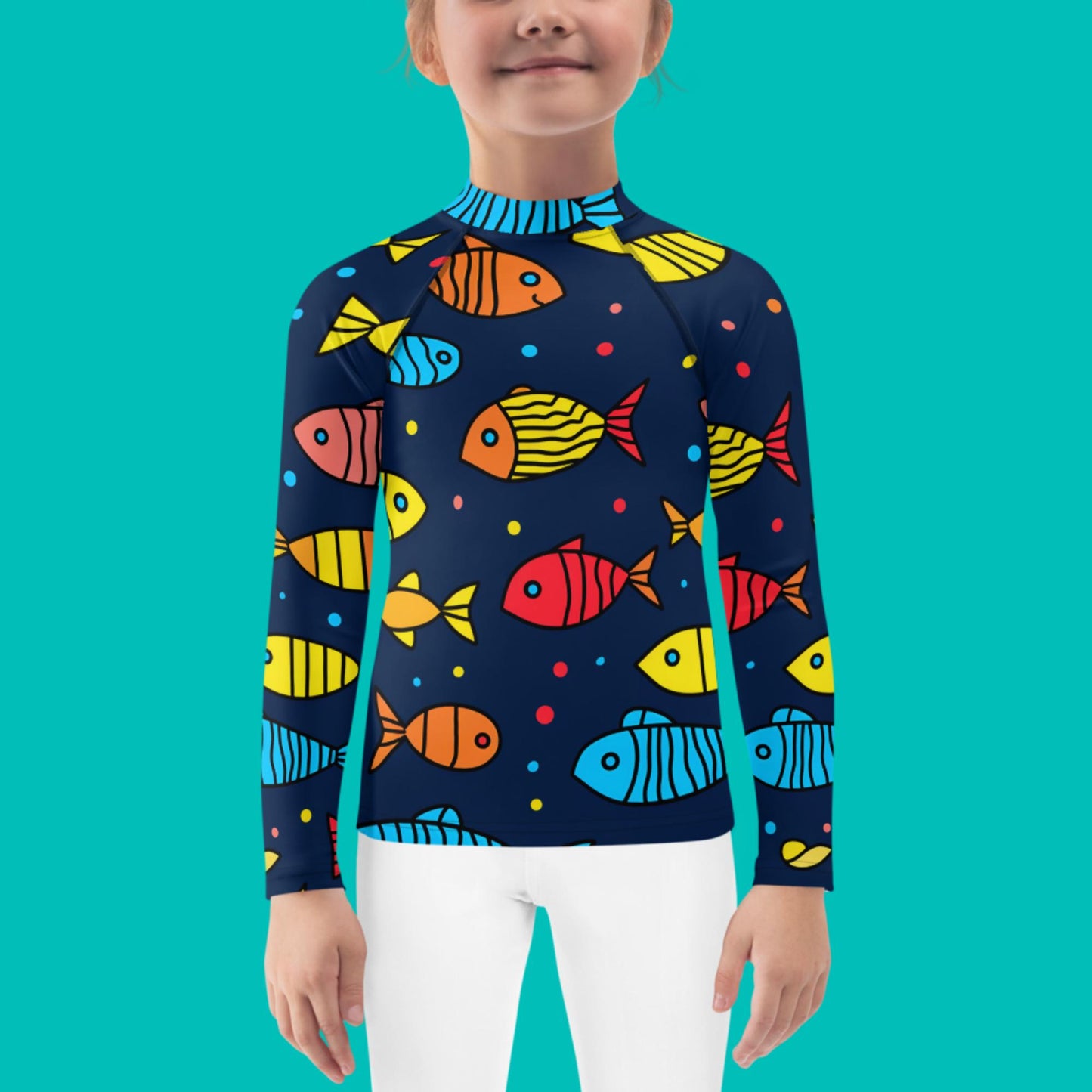 Kids Rash Guard Rainbow Fish | Colorful UV Protective Swim Shirt