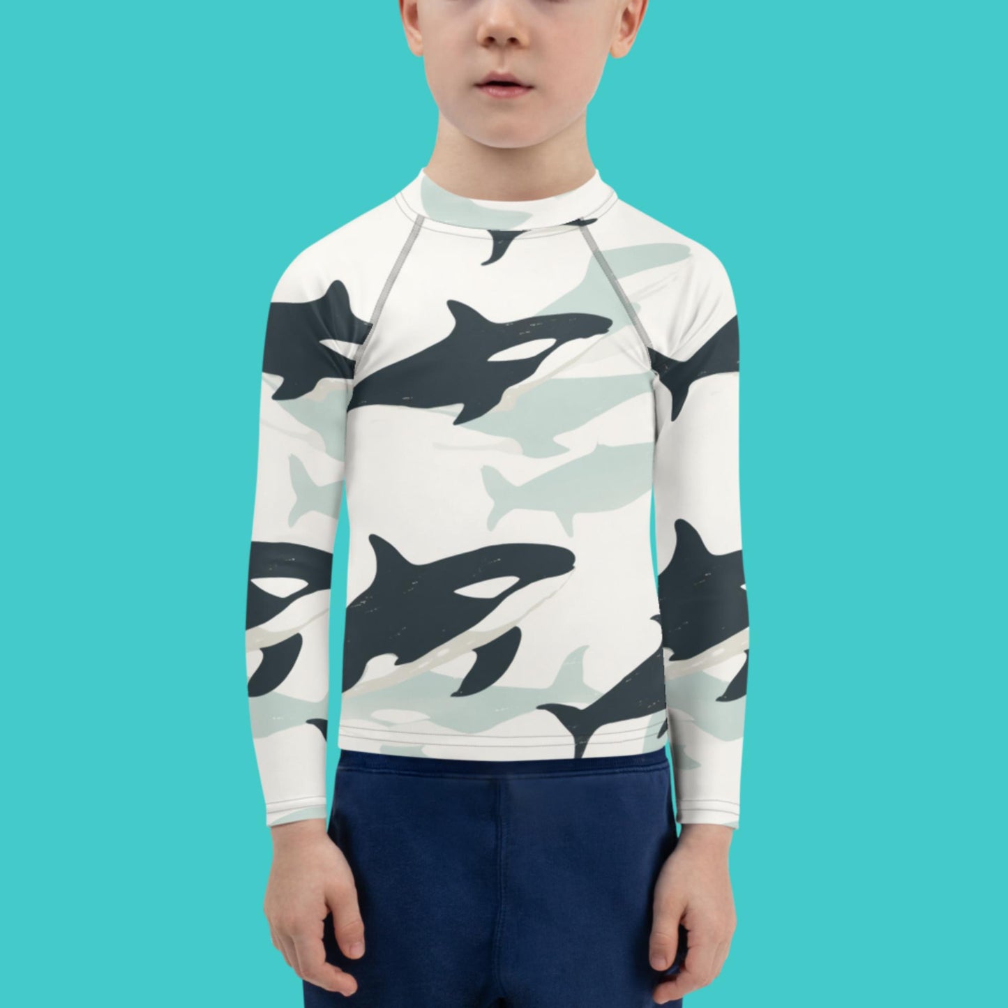 Kids Rash Guard Swimsuit  Orca Shadow | UV Protective Swim Shirt for Boys