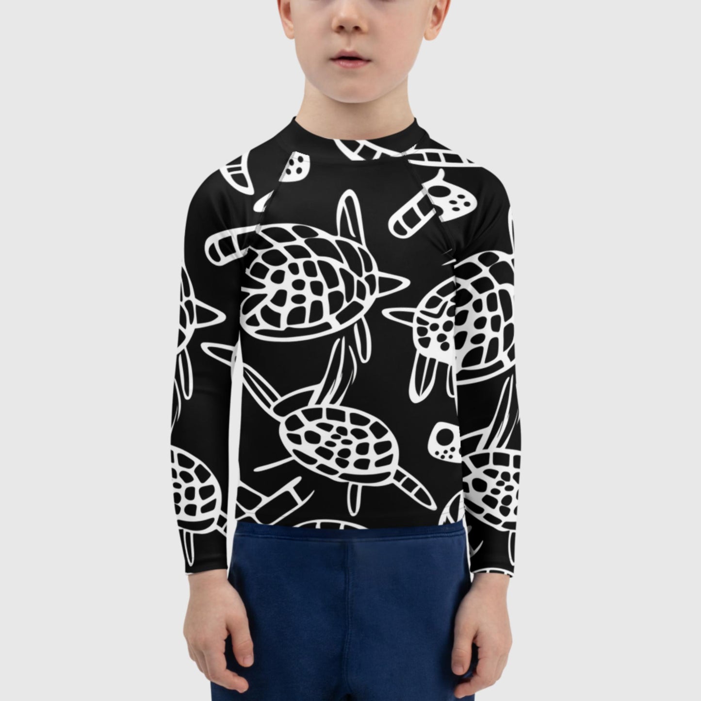 Rash Guard for Kids Black | UV Protective Shirt for Toddlers Sea Turtles