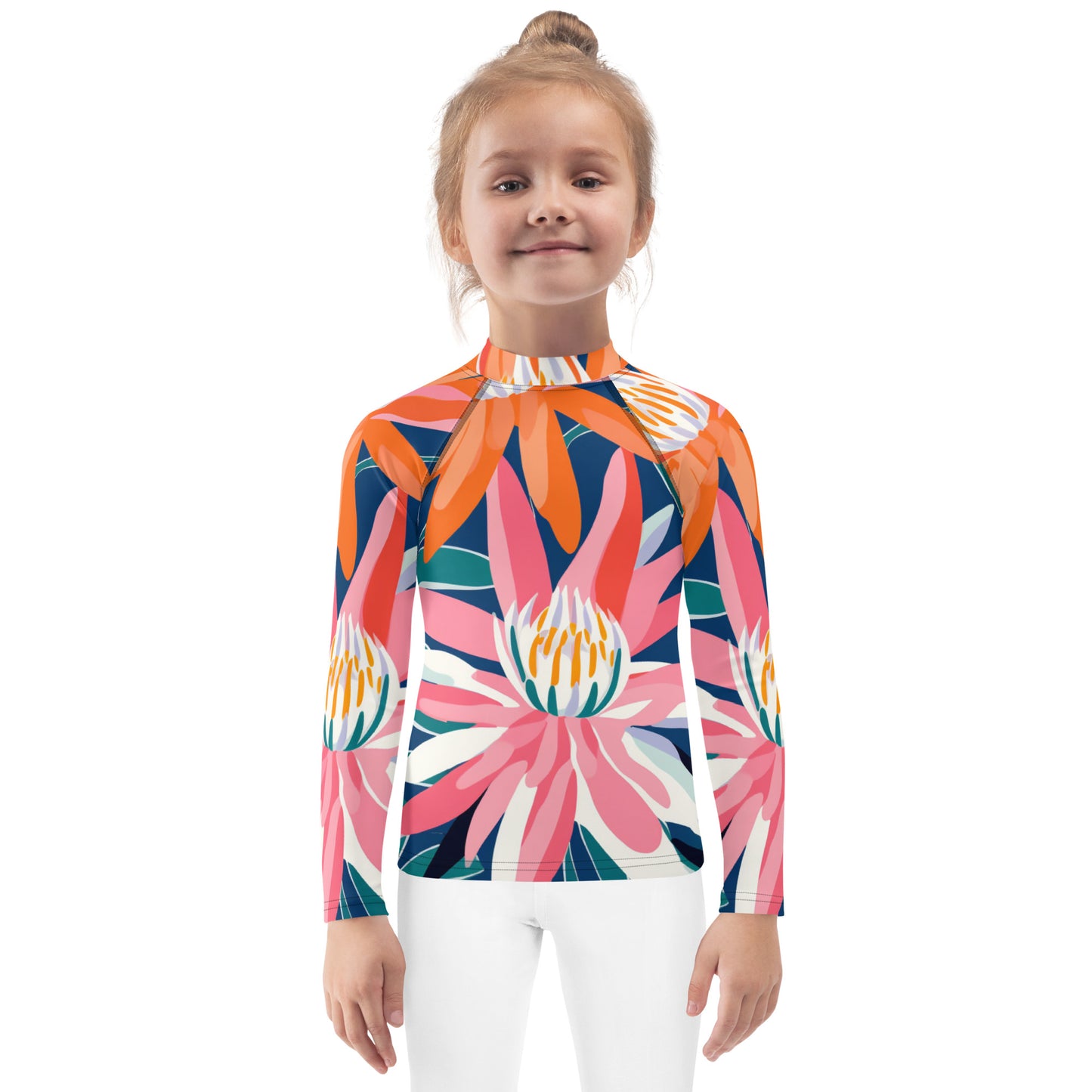 Girls Floral Rash Guard | Girls Flannel Flower Swim Shirt