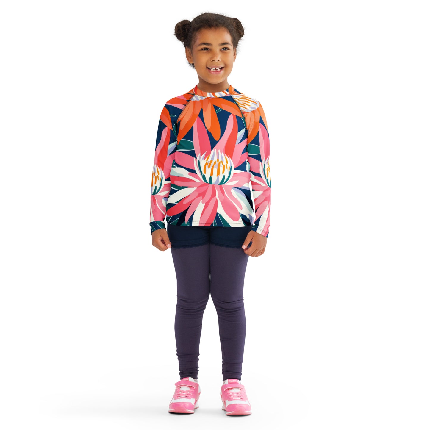 Girls Floral Rash Guard | Girls Flannel Flower Swim Shirt