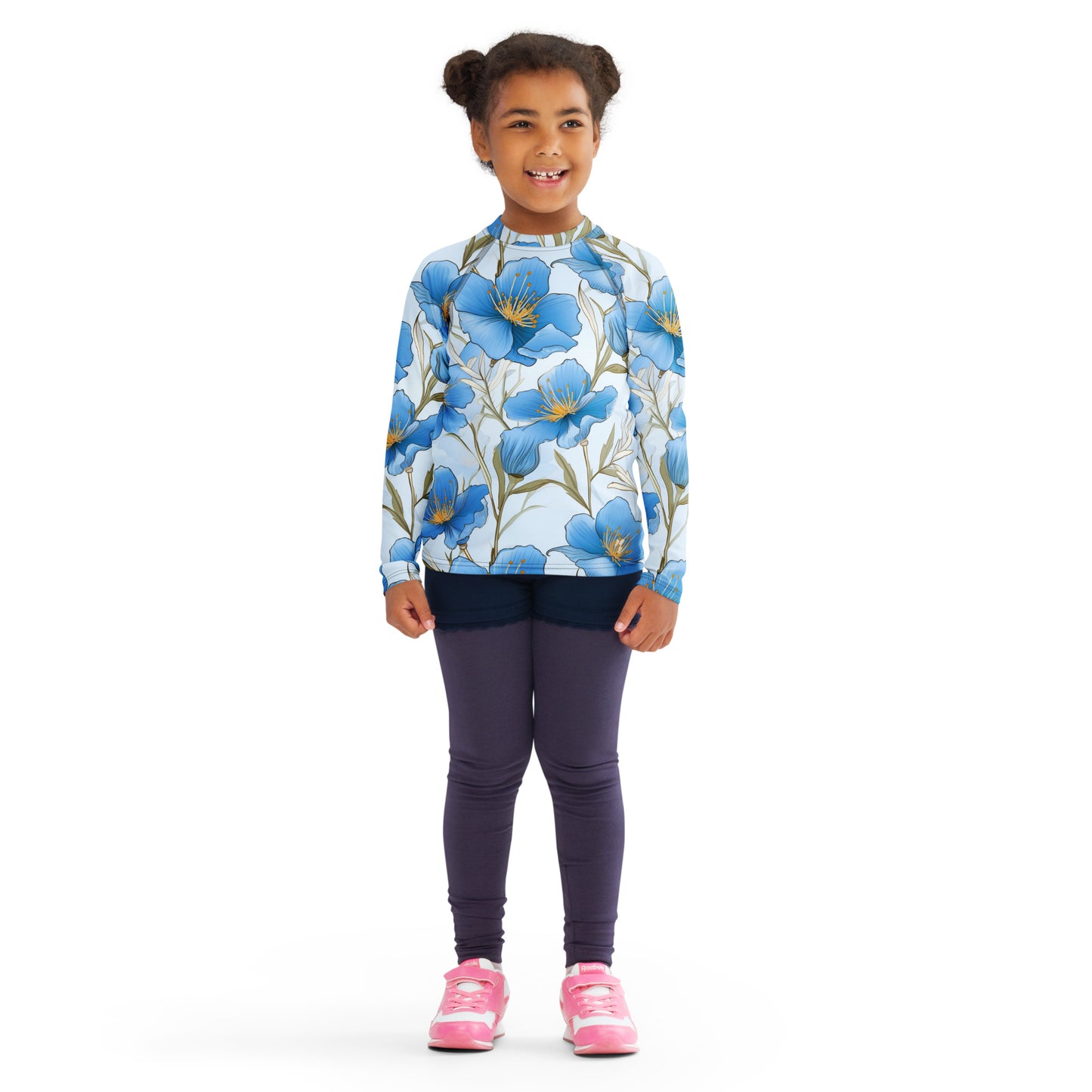 Kids Rash Guard Swimsuit Blue Serenade | Cute UV Swim Shirt for Girls