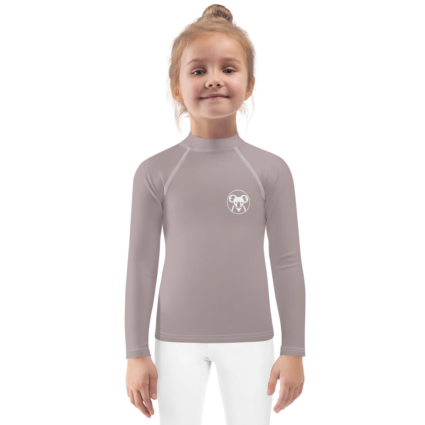 K is for Koala Kids Rash Guard Swimsuit | Minimalist UV Protective Shirt for Toddlers in Mauve