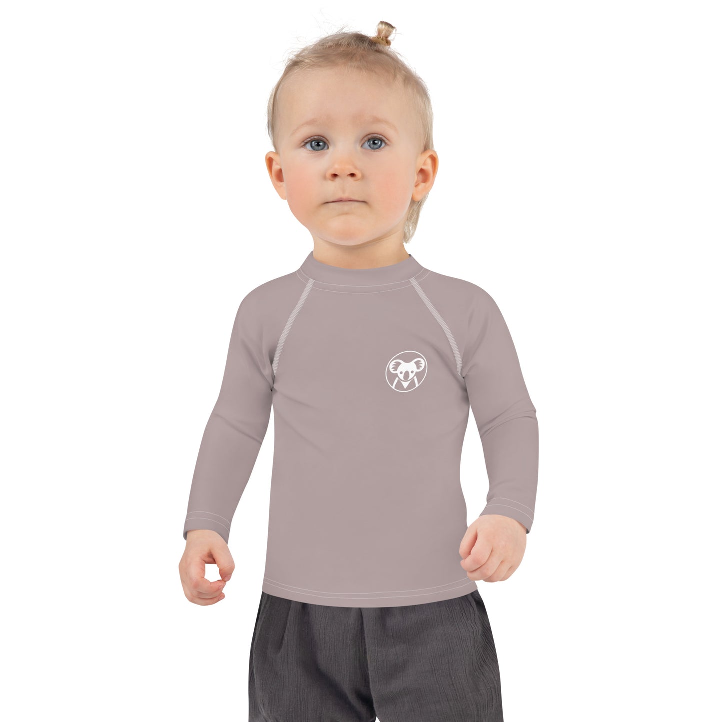 K is for Koala Kids Rash Guard Swimsuit | Minimalist UV Protective Shirt for Toddlers in Mauve