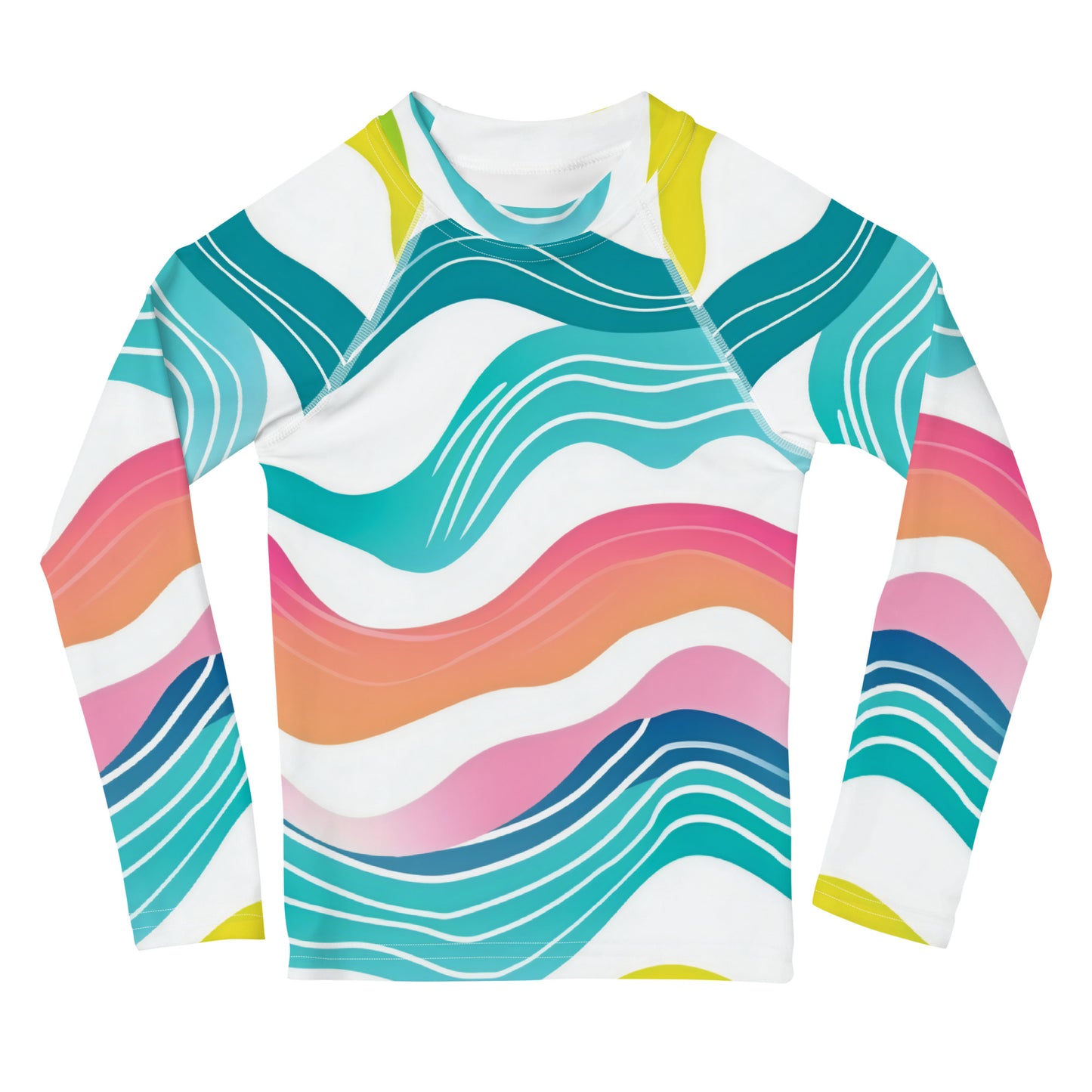 Kids Rash Guard Swimwear Neon Waves | Toddler UV Protective Shirt