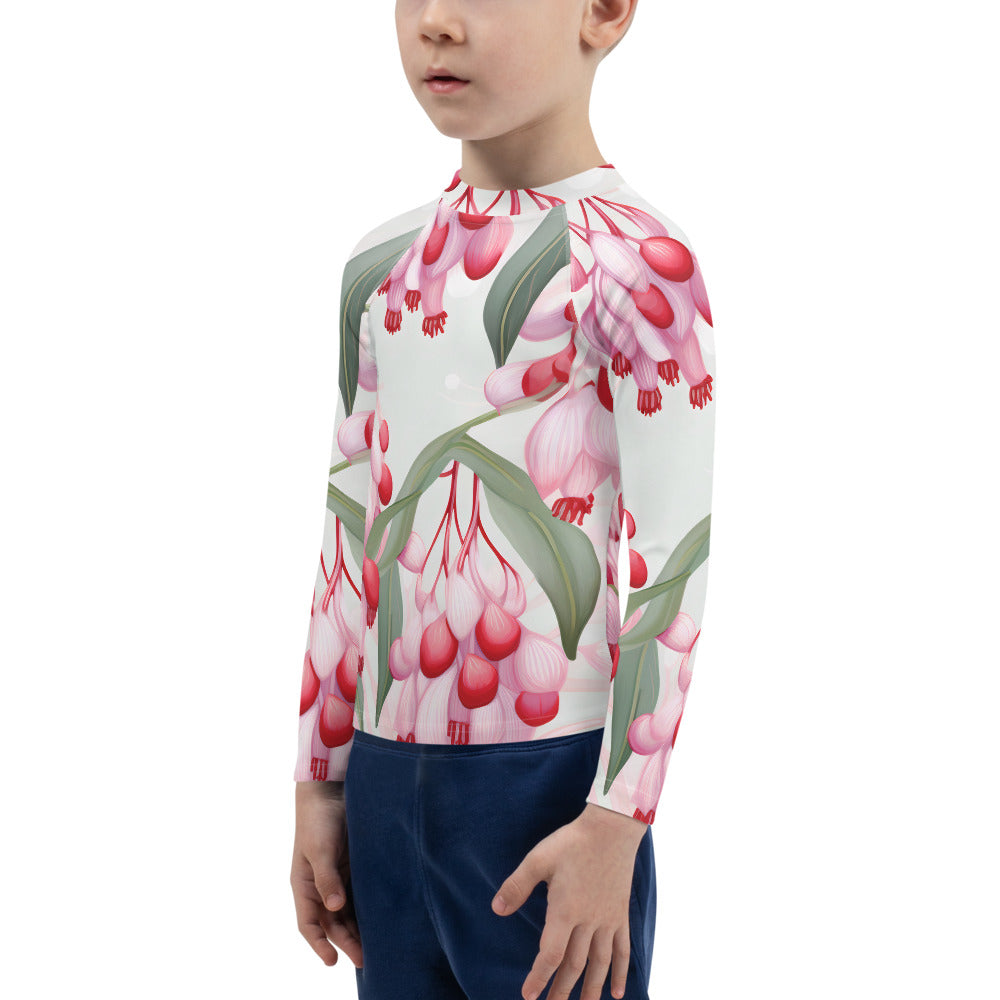 Kids Rash Guard Floral Lilly Pilly | Pink and Green UV Protective Swim Shirt for Girls