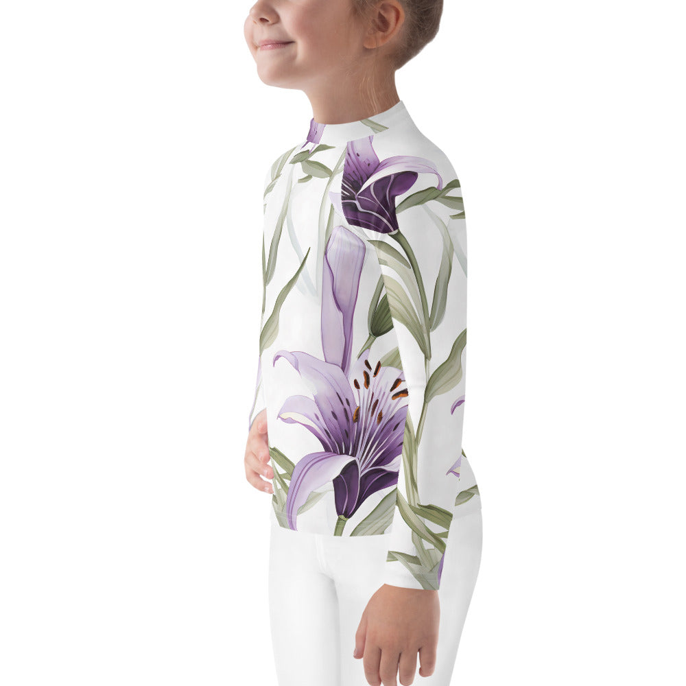 Kids Floral Sun Shirt with UV Protection| Australian Vanilla Lily Rash Guard for Children