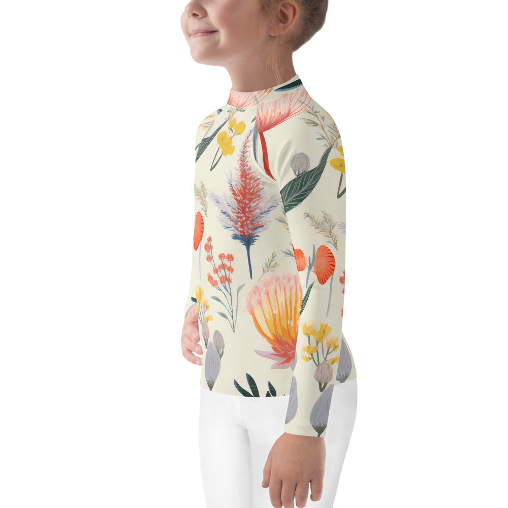 Kids Rash Guard Vintage Botanical | Cute Sun Protection Swimwear