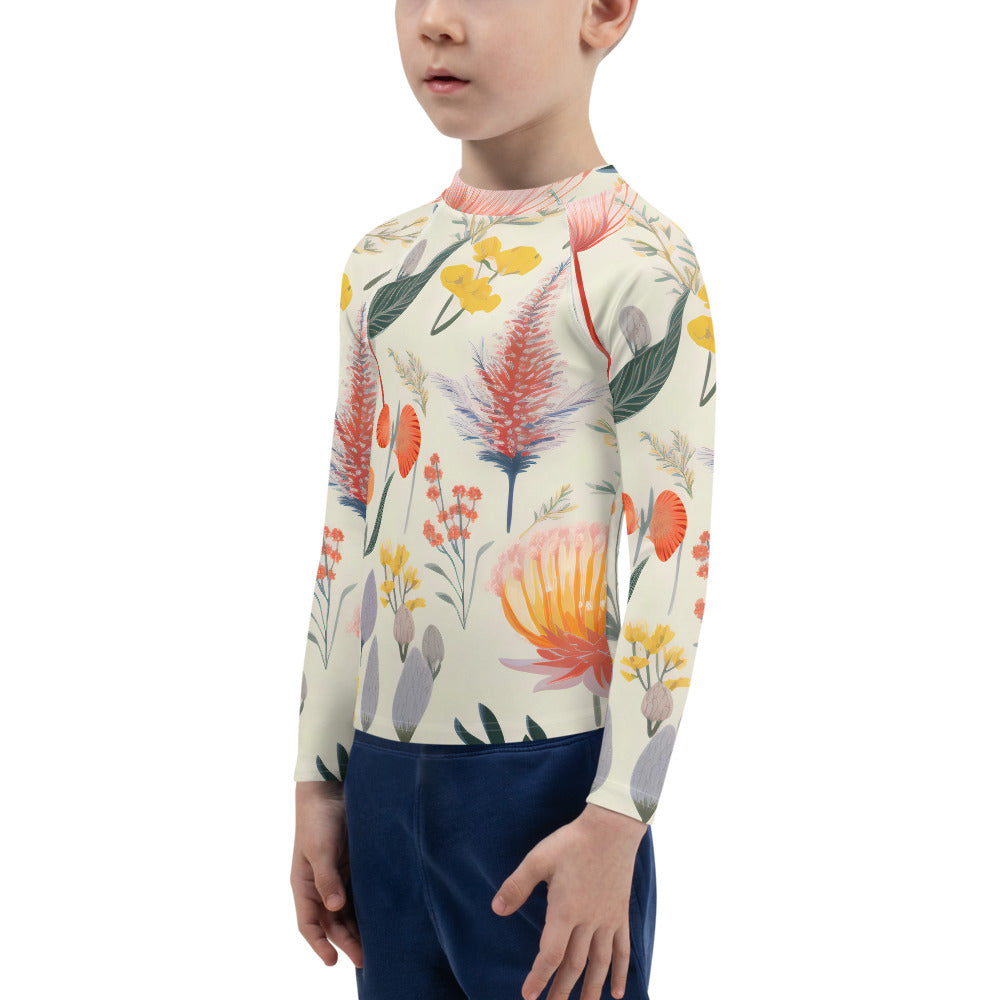 Kids Rash Guard Vintage Botanical | Cute Sun Protection Swimwear