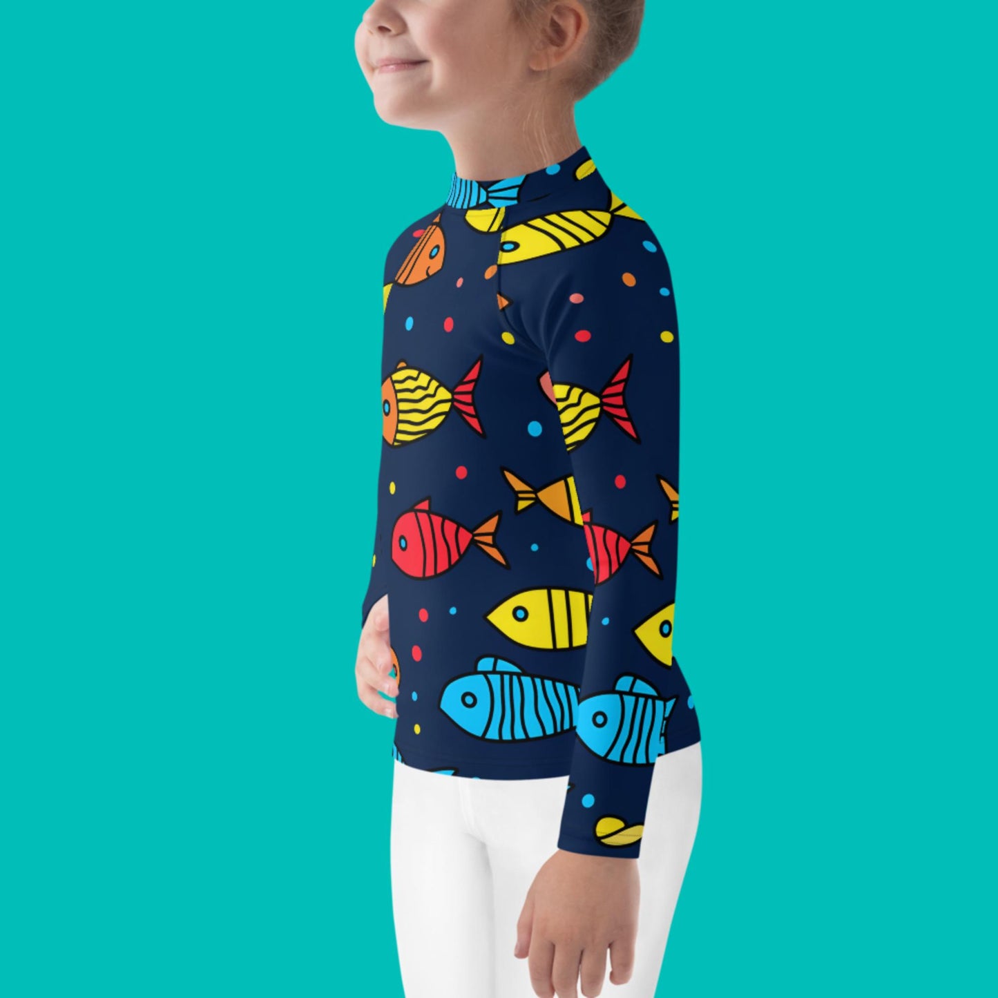 Kids Rash Guard Rainbow Fish | Colorful UV Protective Swim Shirt