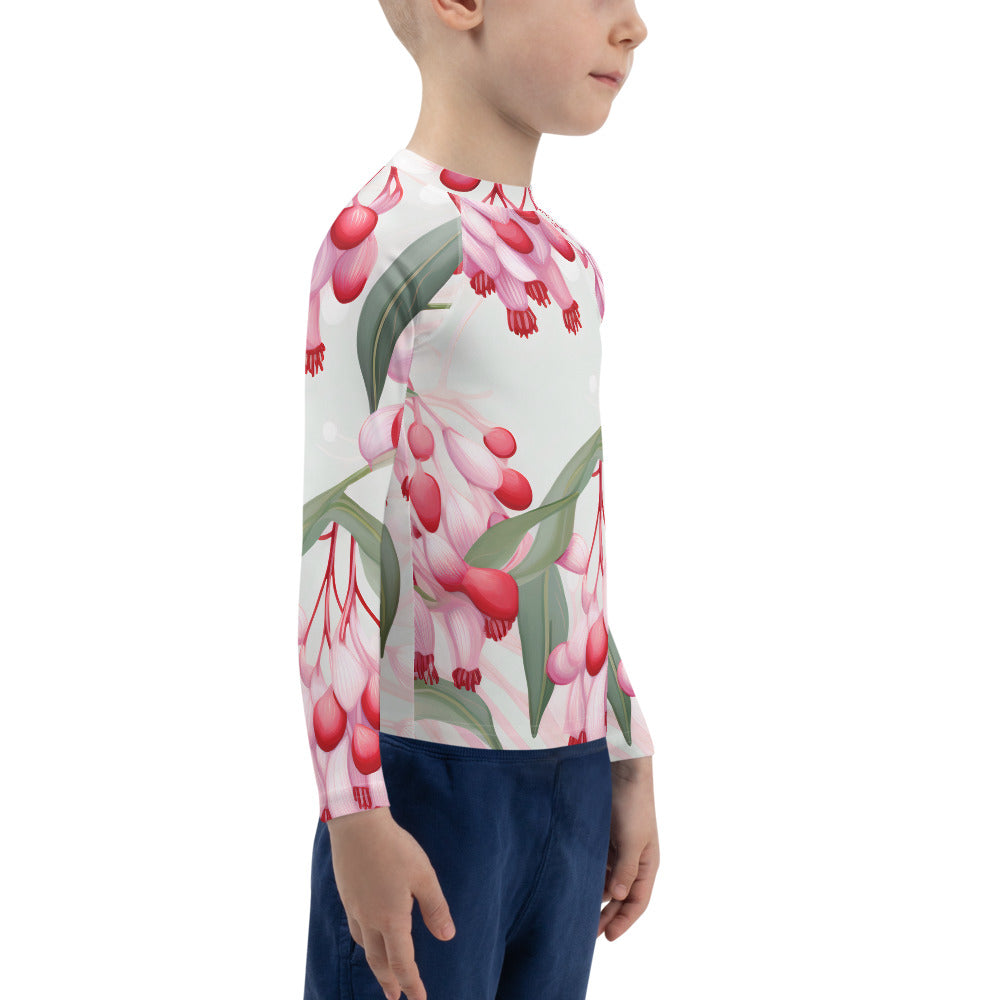 Kids Rash Guard Floral Lilly Pilly | Pink and Green UV Protective Swim Shirt for Girls