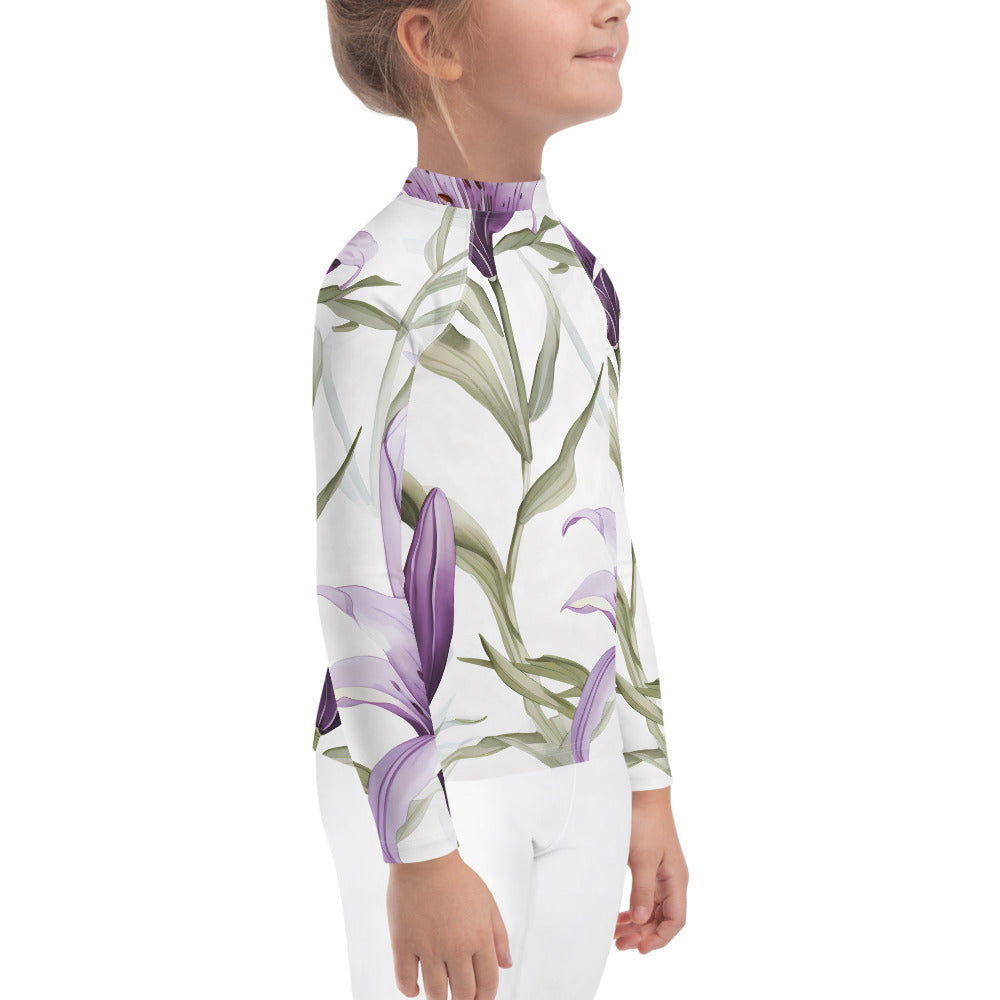 Kids Floral Sun Shirt with UV Protection| Australian Vanilla Lily Rash Guard for Children