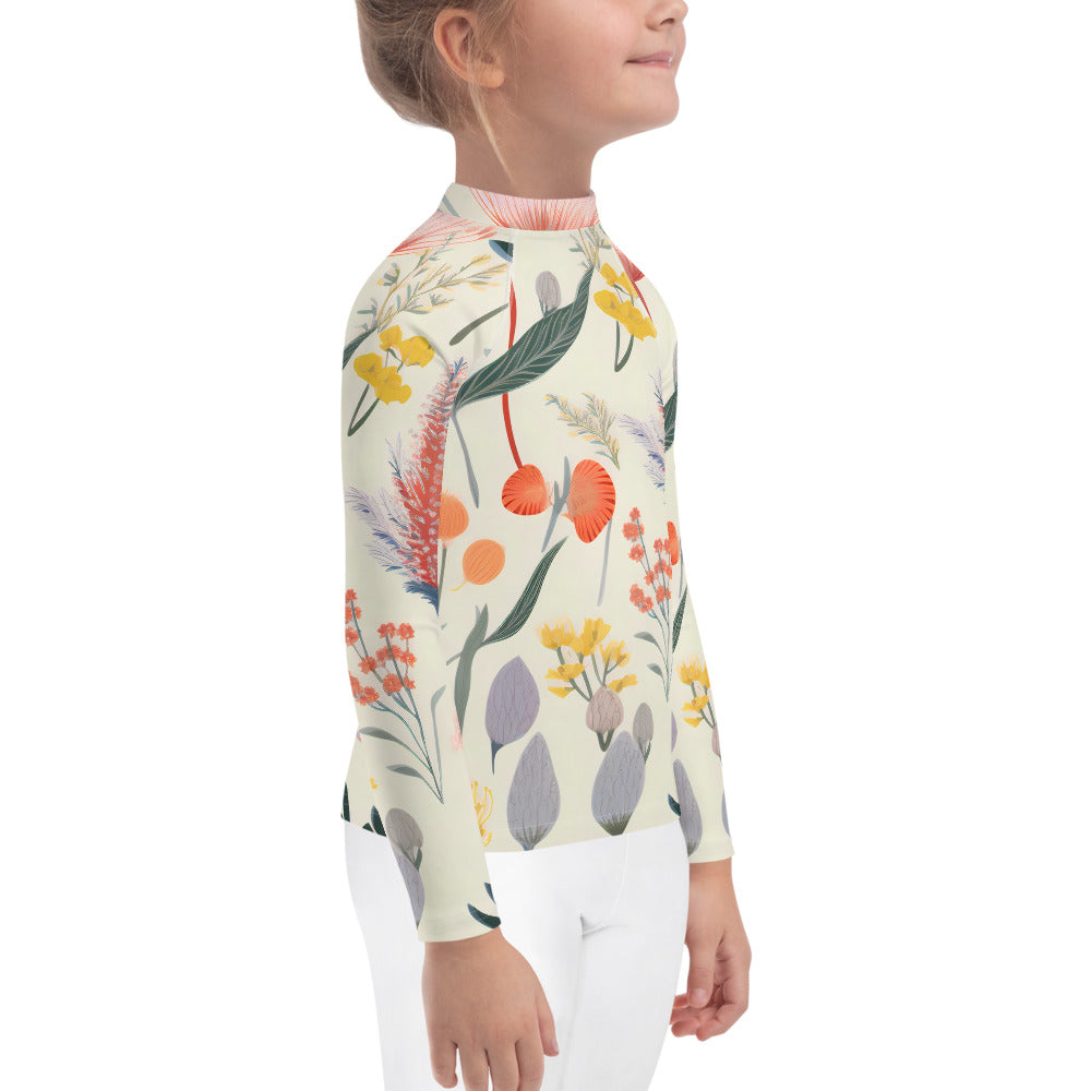 Kids Rash Guard Vintage Botanical | Cute Sun Protection Swimwear