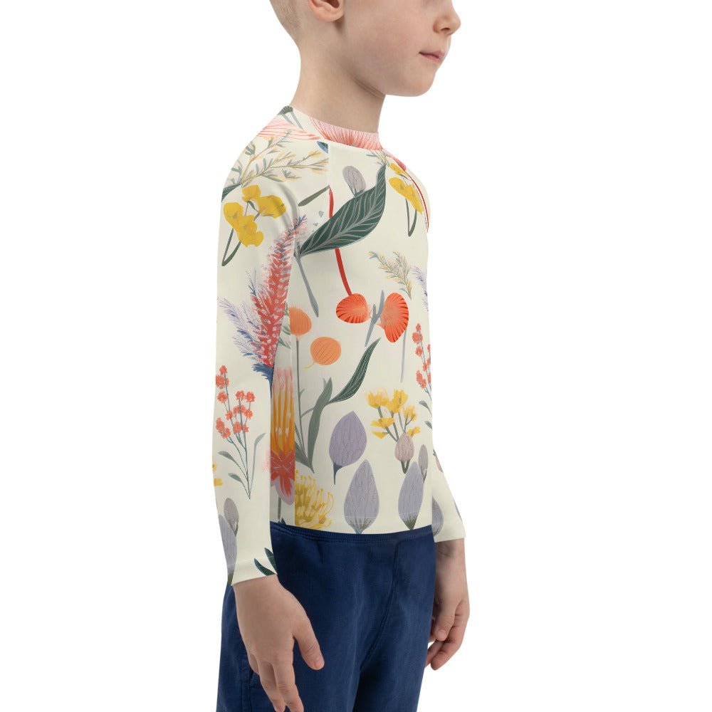 Kids Rash Guard Vintage Botanical | Cute Sun Protection Swimwear