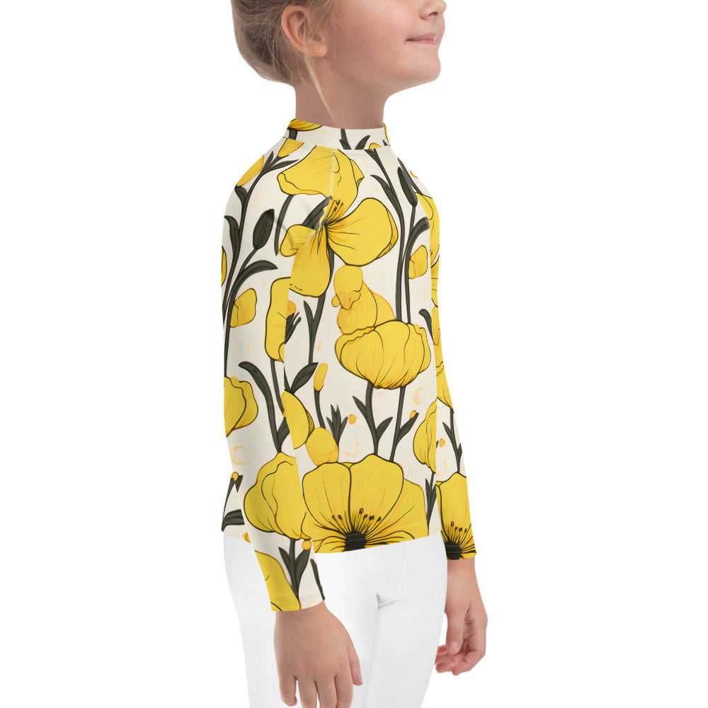 Kids Rash Guard Swimwear Yellow Bells | UV Sun Protection Swim Shirt