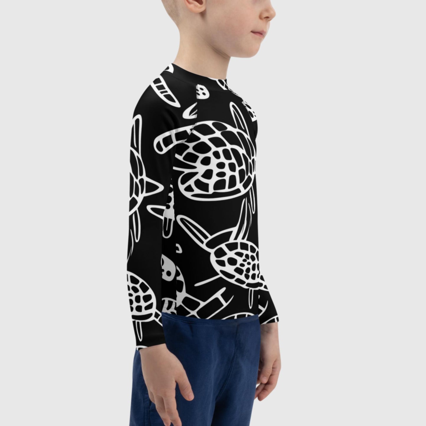 Rash Guard for Kids Black | UV Protective Shirt for Toddlers Sea Turtles