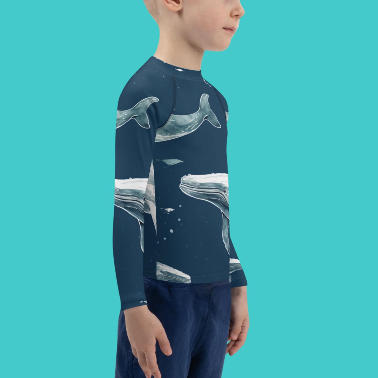 Kids Rash Guard Blue Whale | UV Protective Swim Shirt for Boys