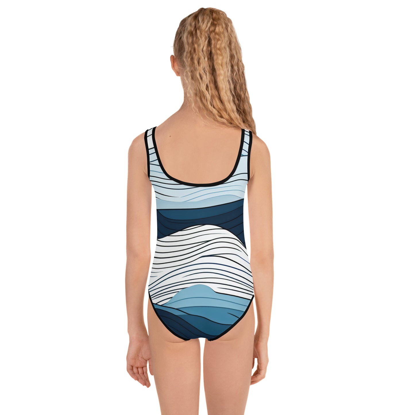 Girls Blue Crush Swimsuit | Kids Navy Blue Modest One Piece