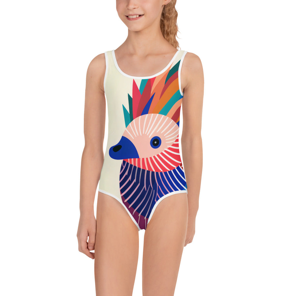 Kids Swimsuit Echidna Pop Art Print | Cute Children's Swimwear