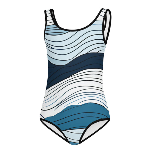 Girls Blue Crush Swimsuit | Kids Navy Blue Modest One Piece