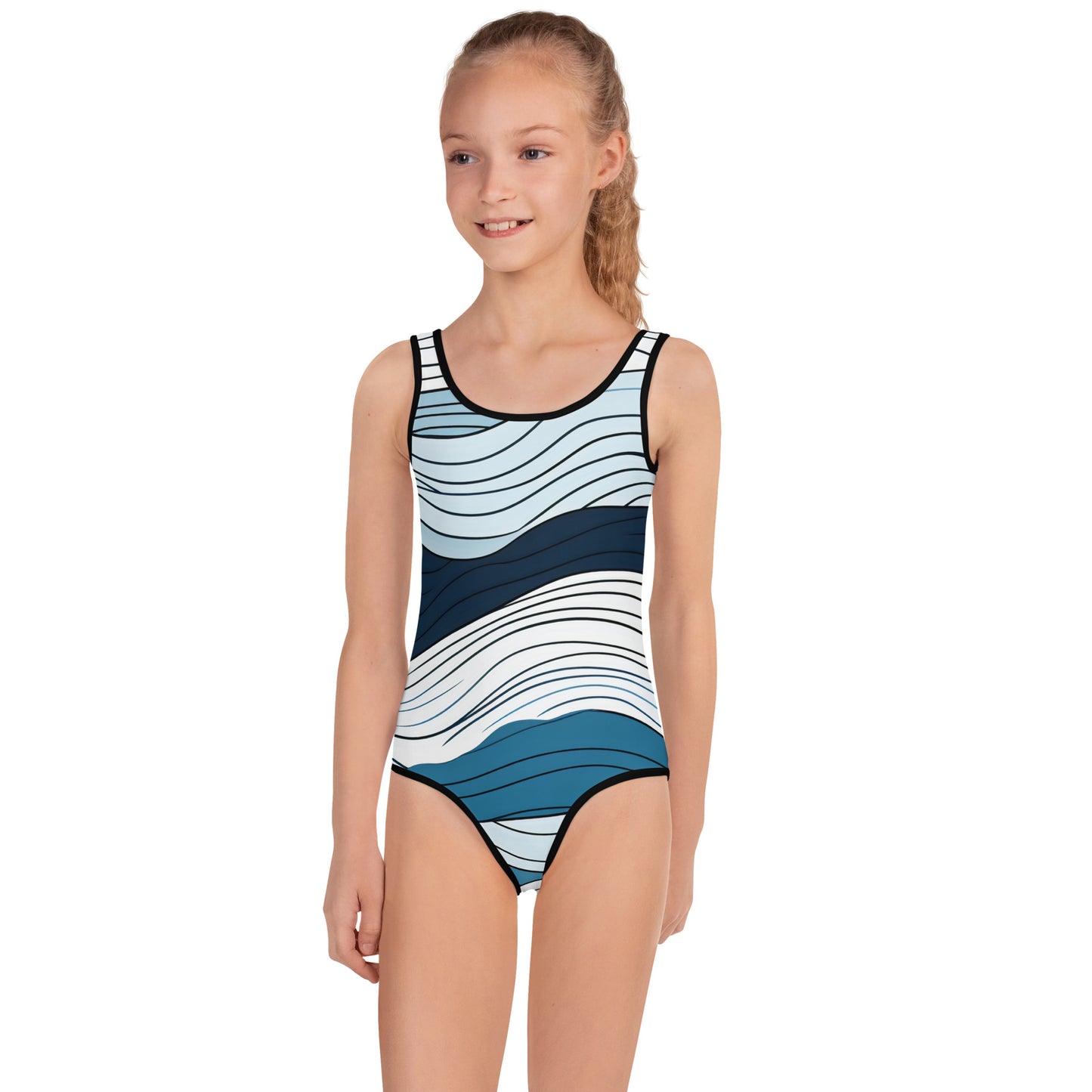 Girls Blue Crush Swimsuit | Kids Navy Blue Modest One Piece