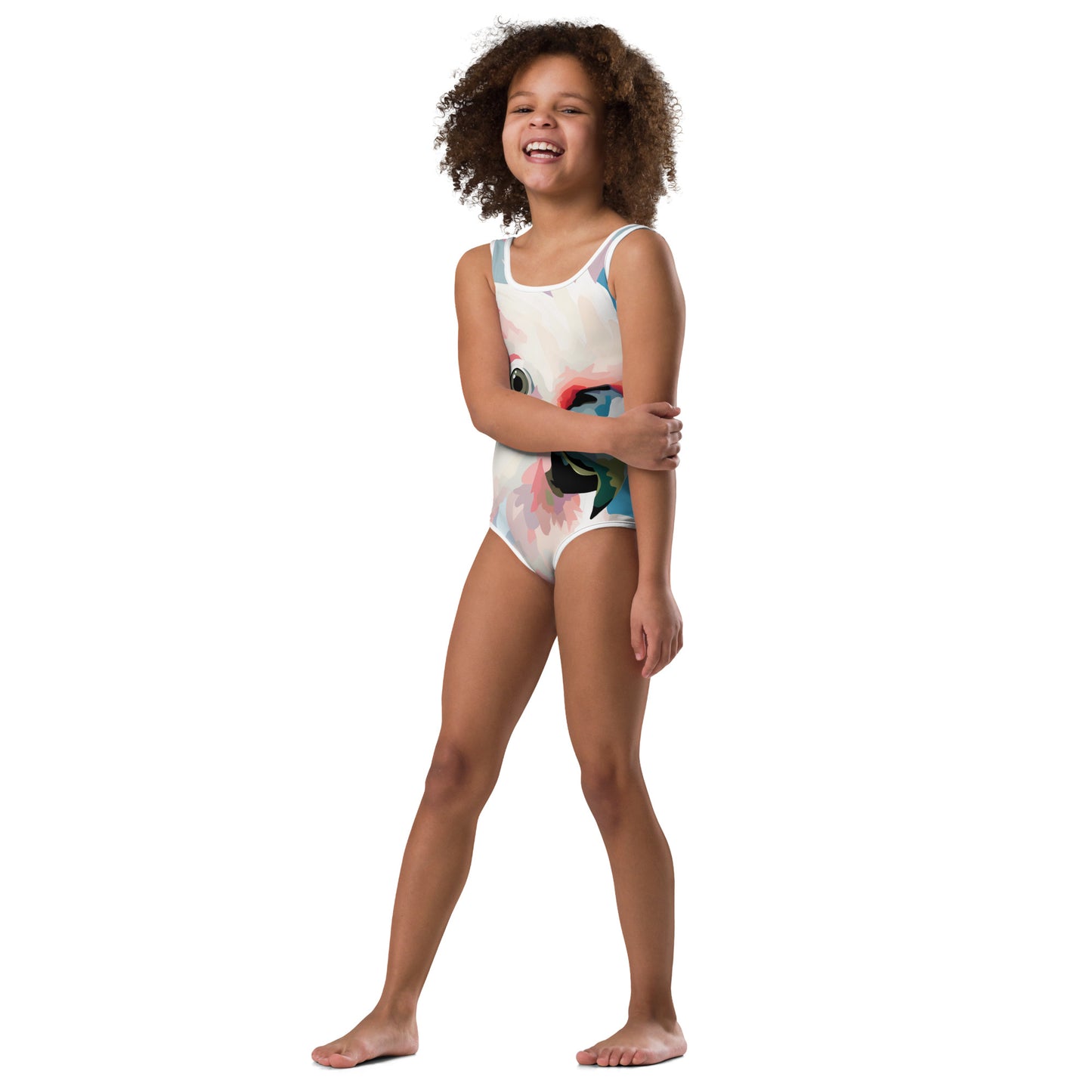 Adorable Cockatoo Print Kids Swimsuit – Fun & Stylish Beachwear