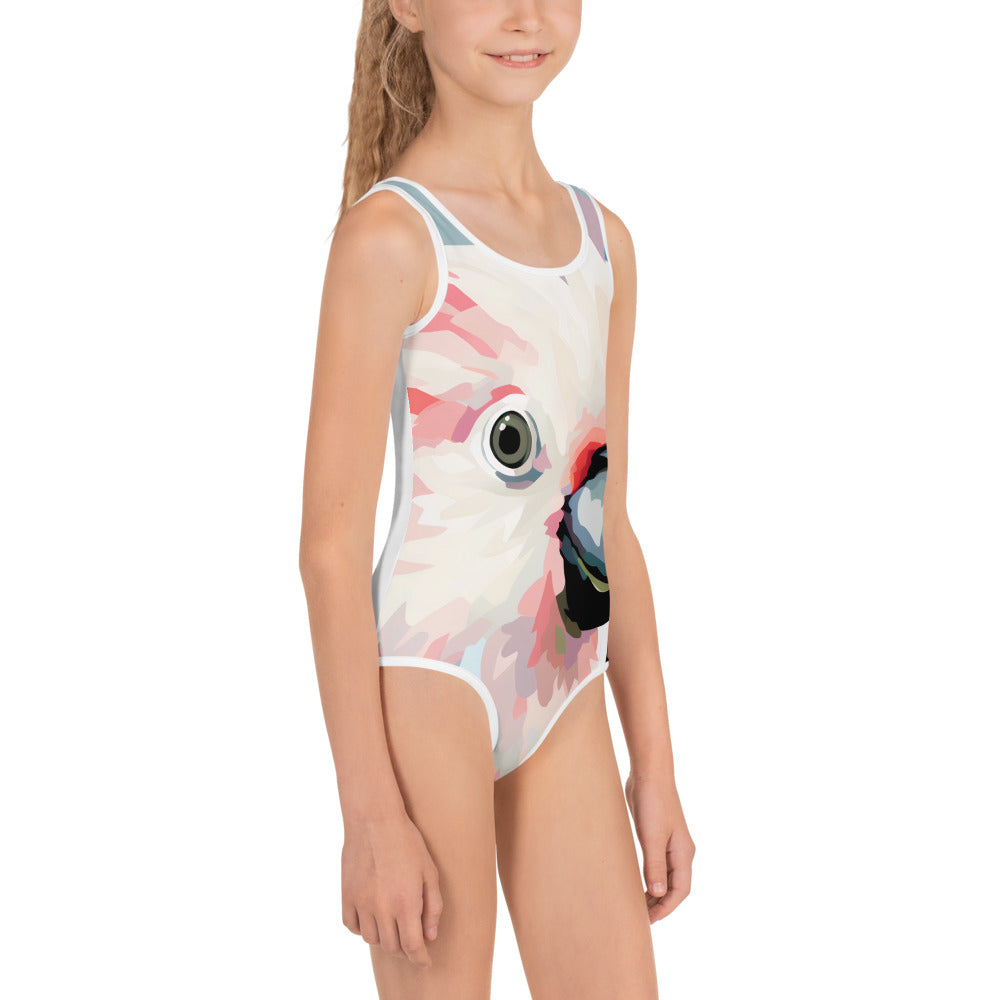 Adorable Cockatoo Print Kids Swimsuit – Fun & Stylish Beachwear