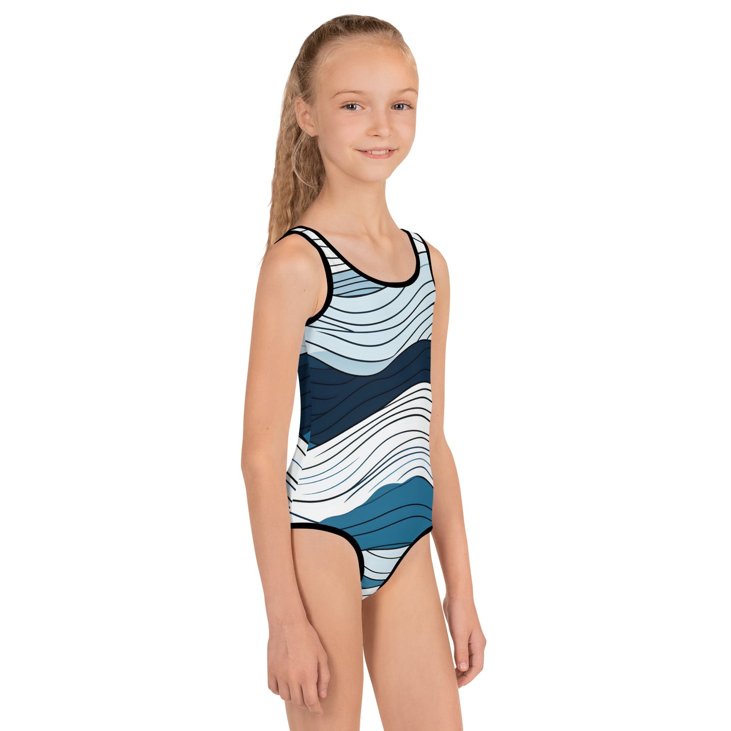 Girls Blue Crush Swimsuit | Kids Navy Blue Modest One Piece