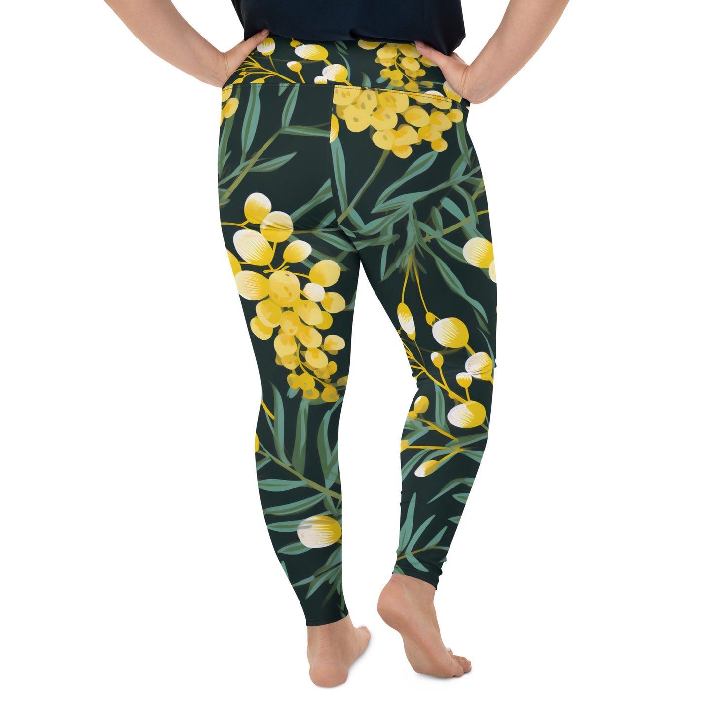 Plus Size Activewear Leggings Green and Gold Print | Stylish and Comfortable Workout Pants