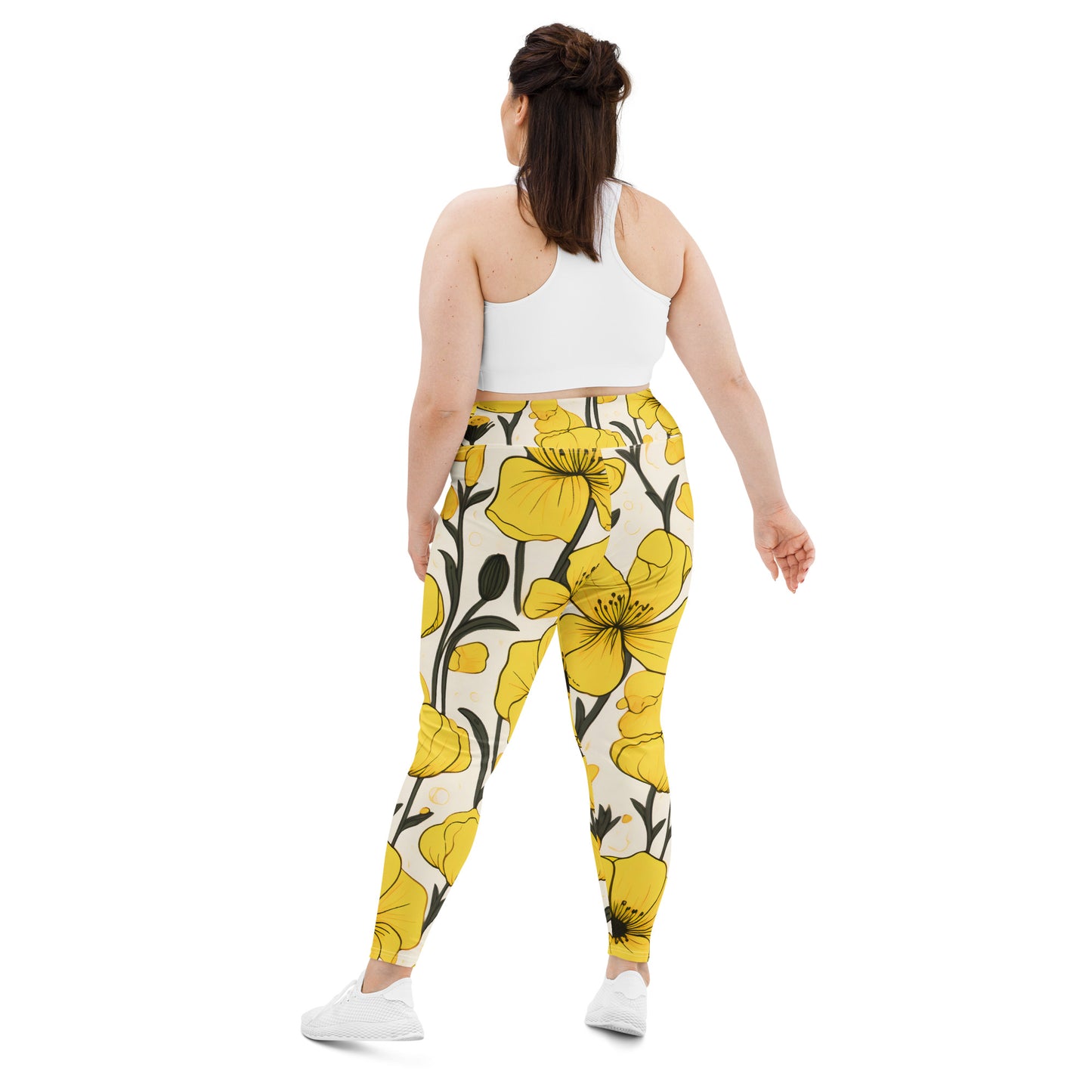 Plus Size Activewear Leggings Yellow Bells Print | Vibrant Style for Every Workout