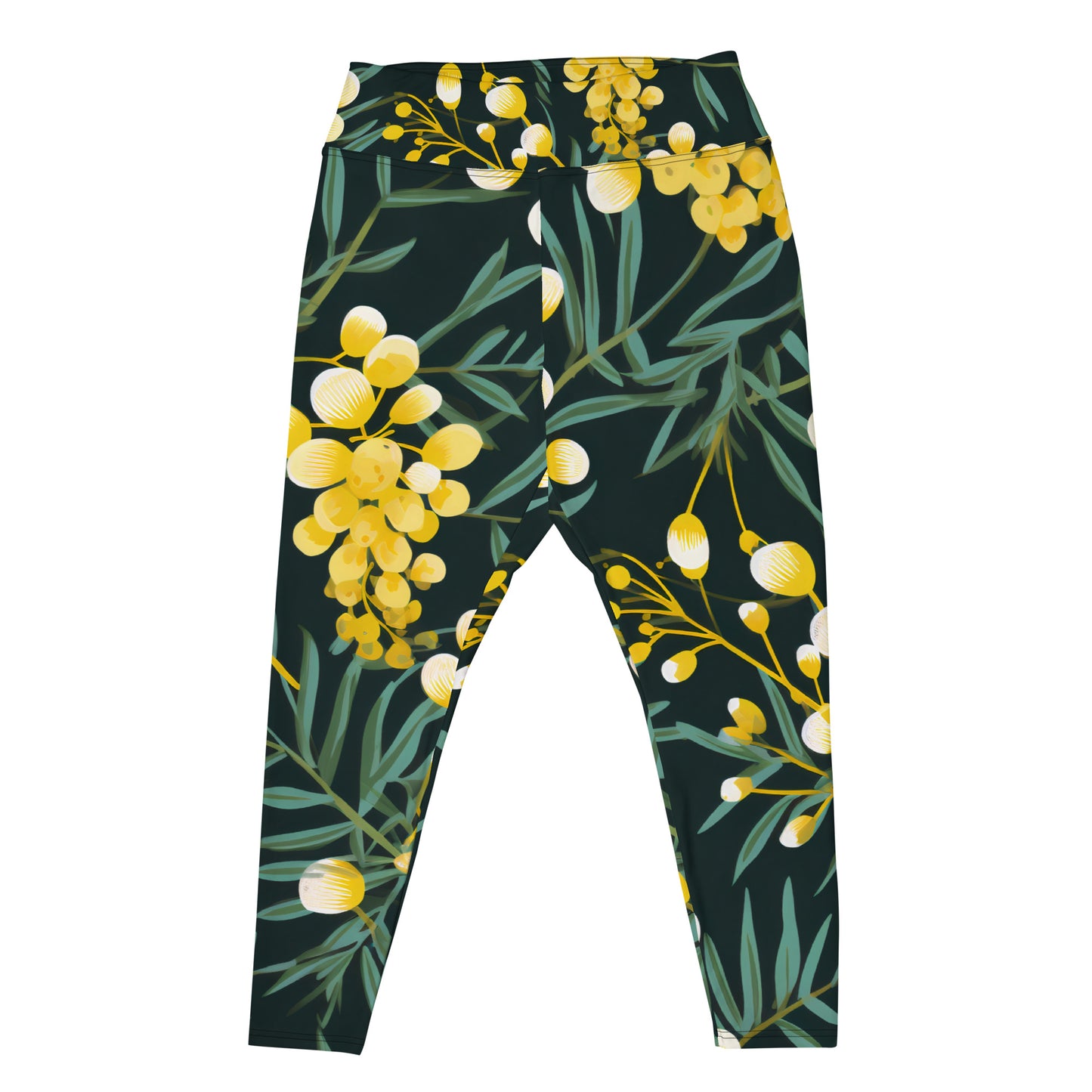 Plus Size Activewear Leggings Green and Gold Print | Stylish and Comfortable Workout Pants