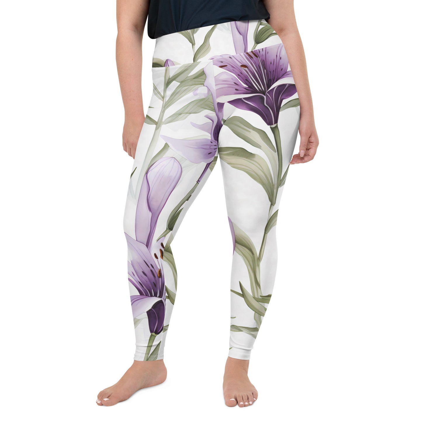 Plus Size Activewear Leggings Vanilla Lily Print - Comfort and Style in Every Move