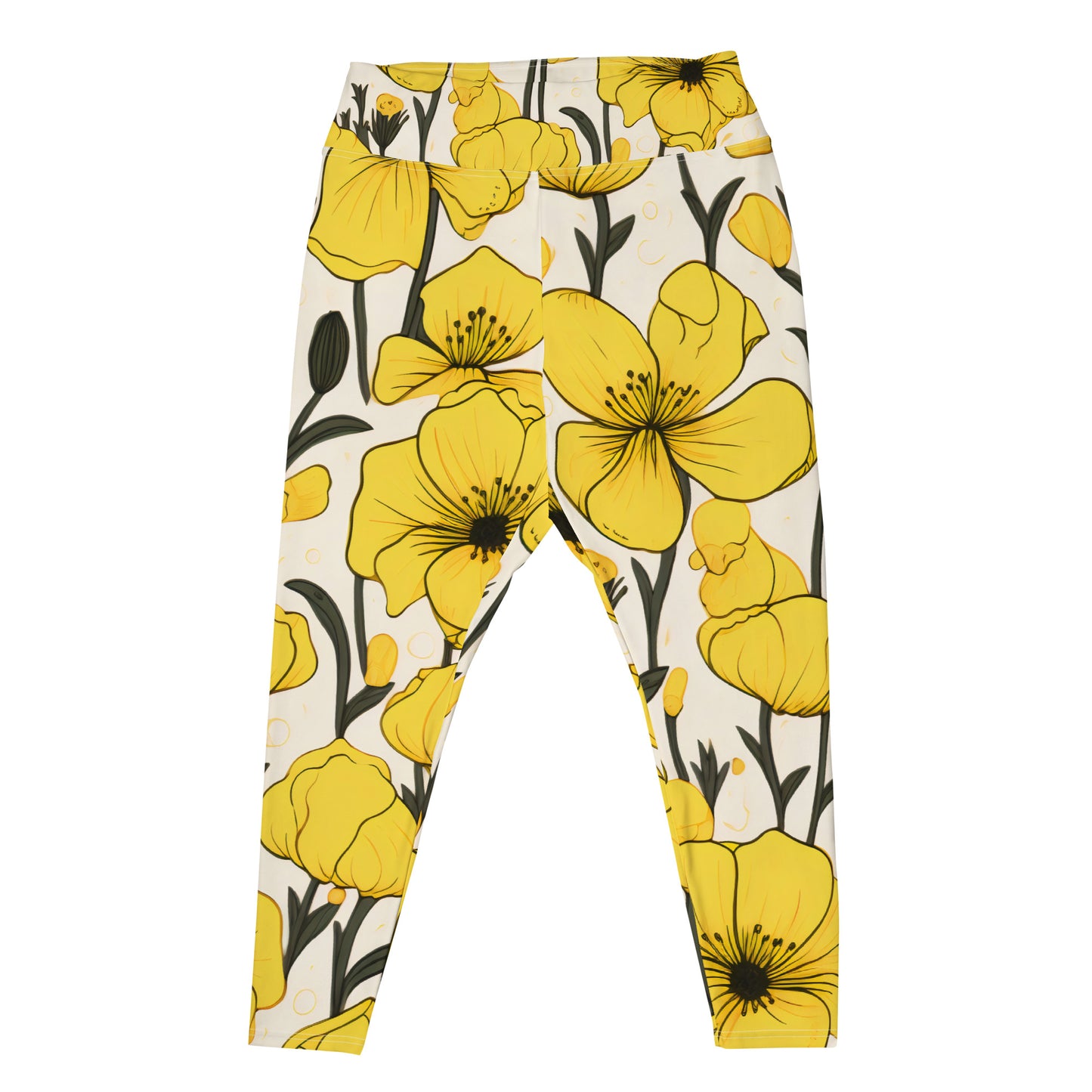 Plus Size Activewear Leggings Yellow Bells Print | Vibrant Style for Every Workout