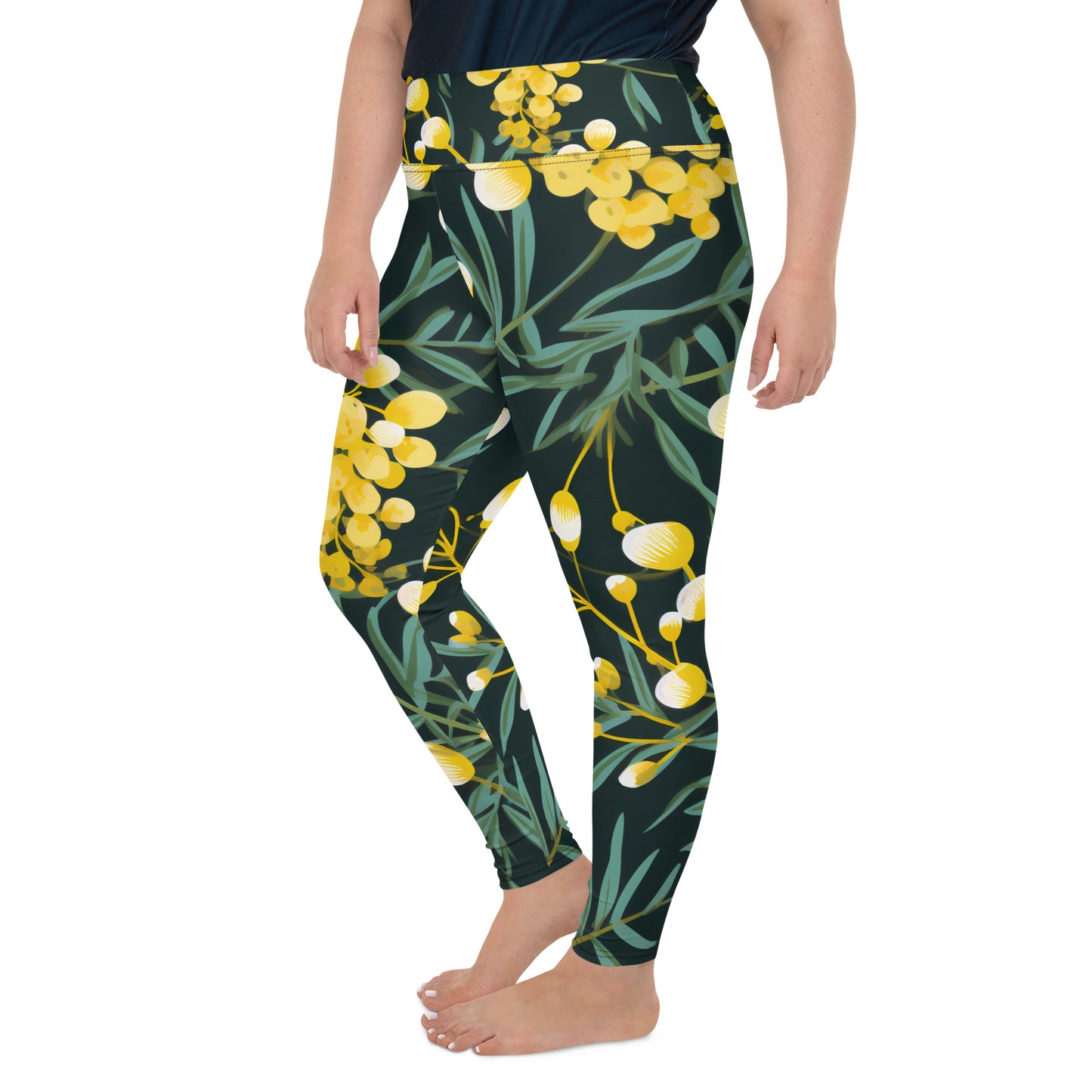 Plus Size Activewear Leggings Green and Gold Print | Stylish and Comfortable Workout Pants