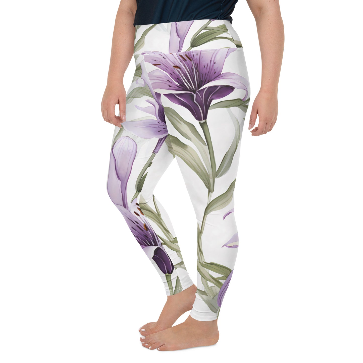 Plus Size Activewear Leggings Vanilla Lily Print - Comfort and Style in Every Move