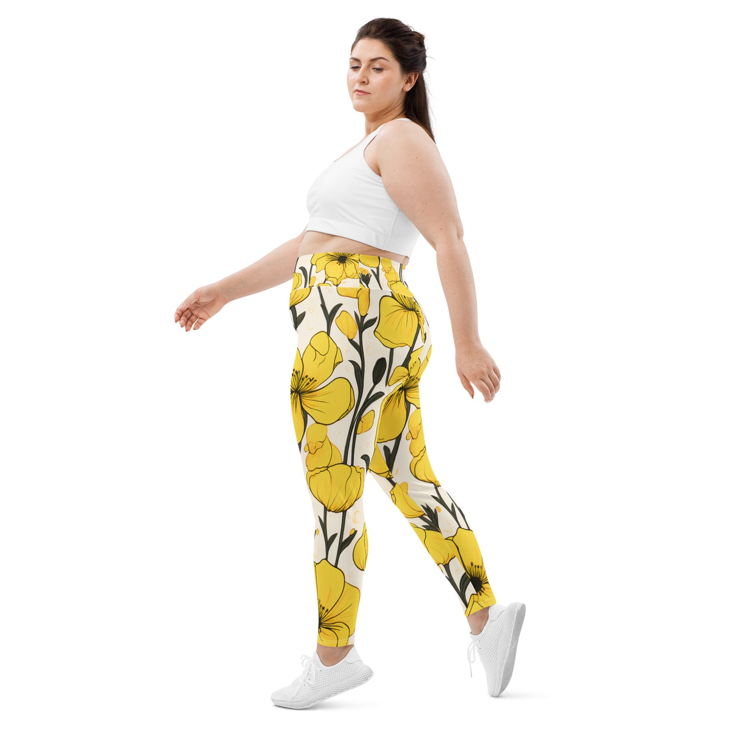 Plus Size Activewear Leggings Yellow Bells Print | Vibrant Style for Every Workout