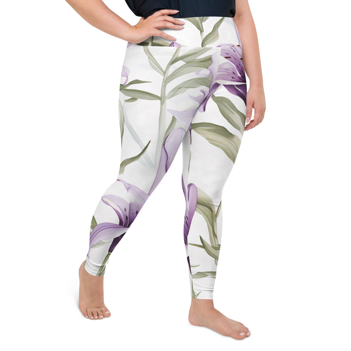 Plus Size Activewear Leggings Vanilla Lily Print - Comfort and Style in Every Move