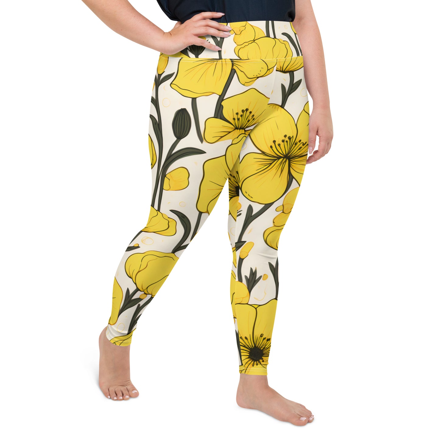 Plus Size Activewear Leggings Yellow Bells Print | Vibrant Style for Every Workout