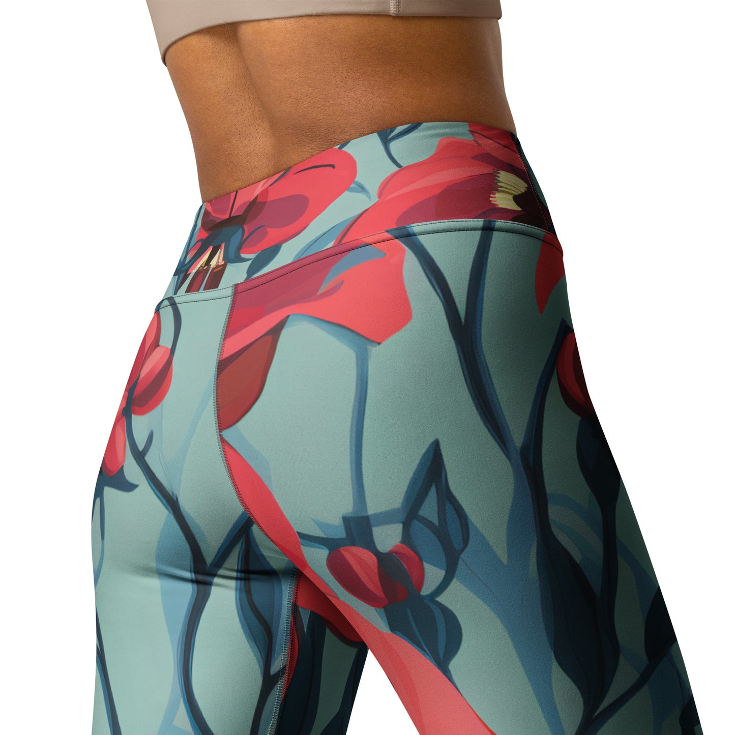 Women's Yoga Leggings Floral Sturt's Desert Pea Print | Stylish, Comfortable Activewear