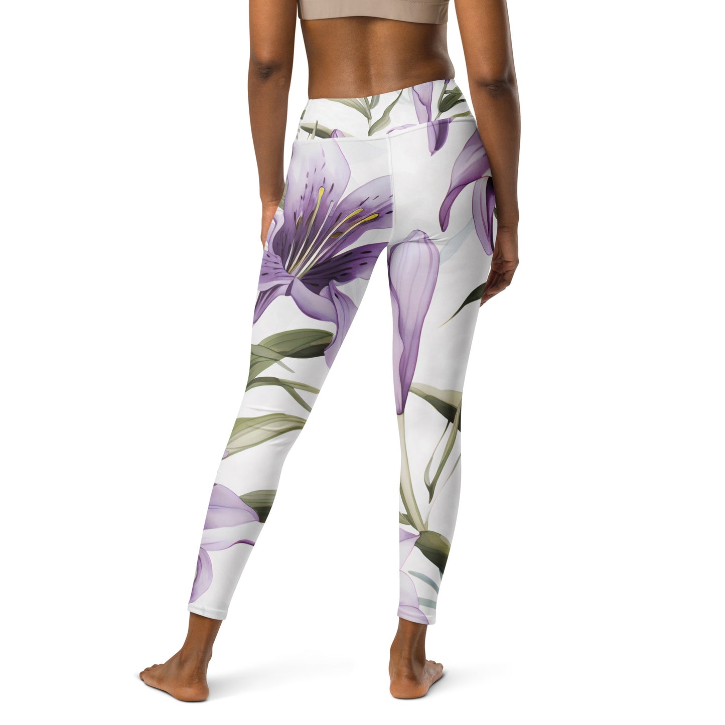 Women's Yoga Leggings Vanilla Lily Print | Comfortable, Stylish Activewear