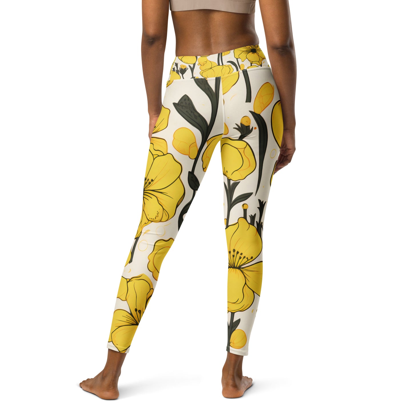 Women's Yoga Leggings Yellow Bells Print | Vibrant, Comfortable Activewear