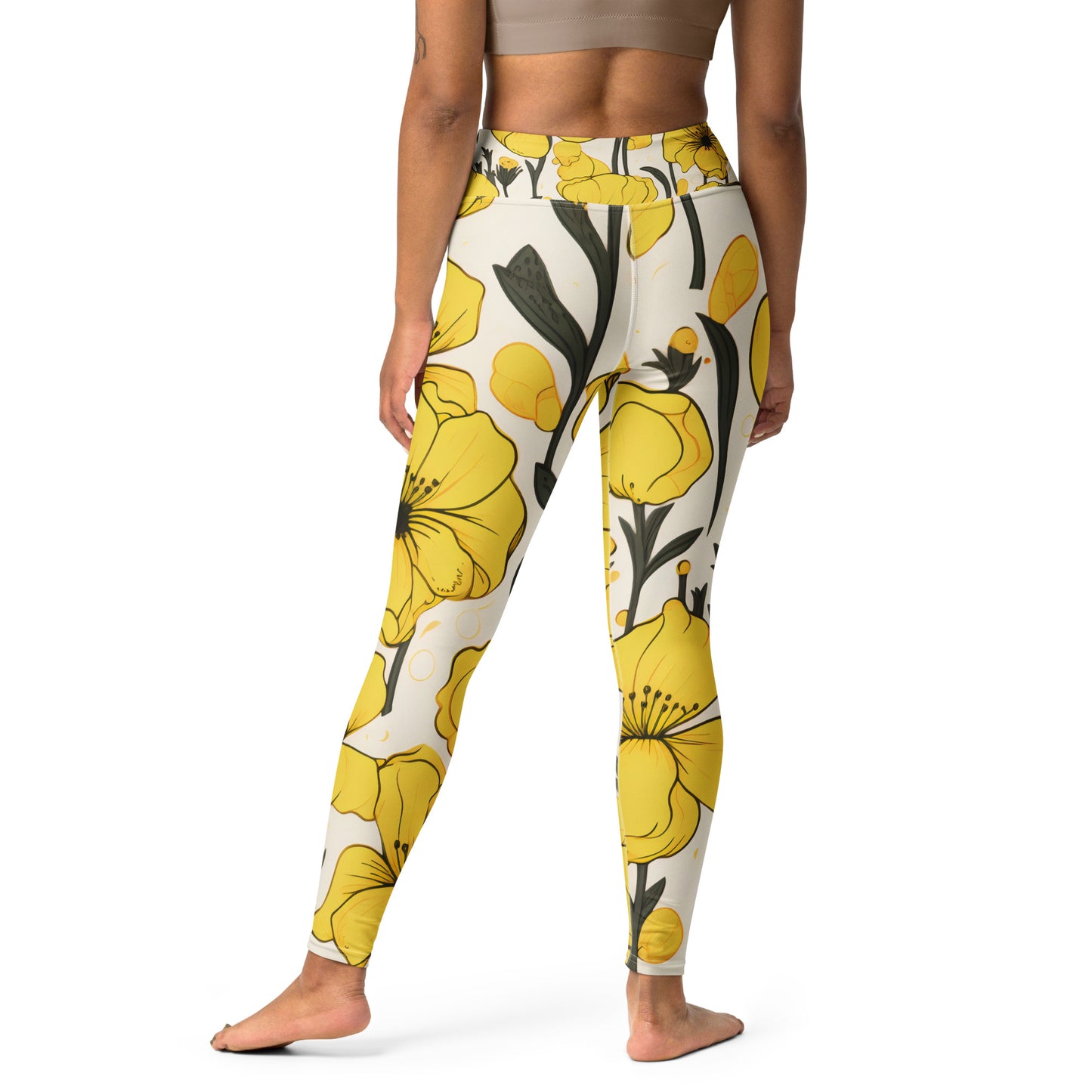 Women's Yoga Leggings Yellow Bells Print | Vibrant, Comfortable Activewear