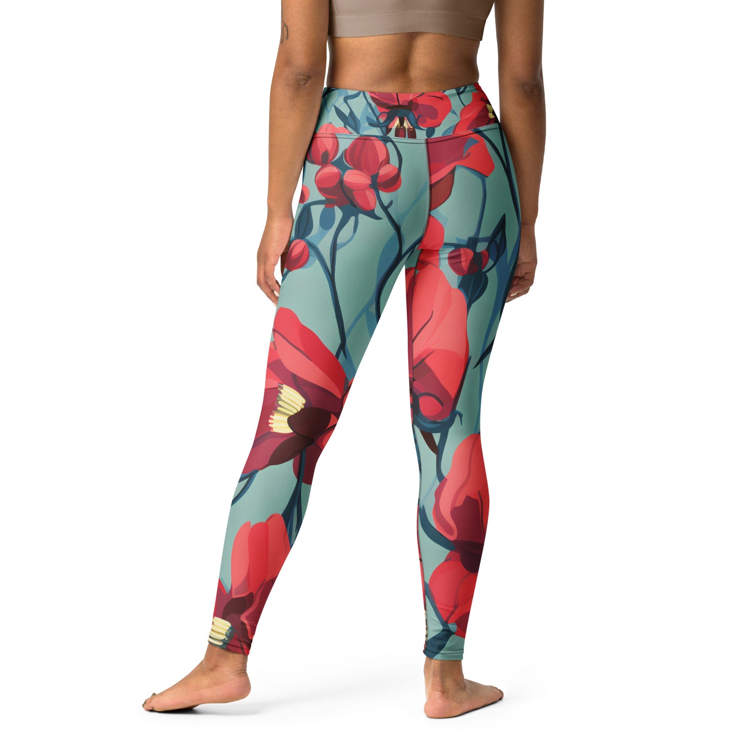 Women's Yoga Leggings Floral Sturt's Desert Pea Print | Stylish, Comfortable Activewear