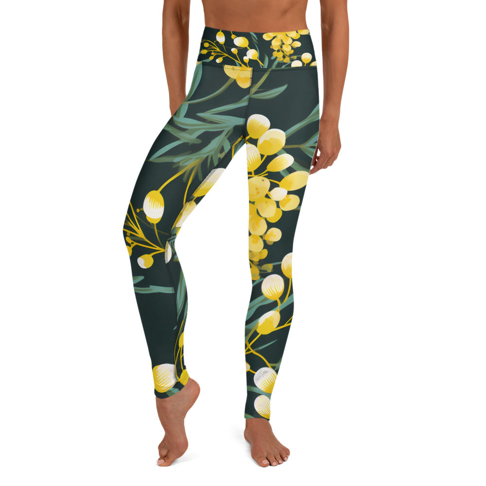 Women's Yoga Leggings Green and Gold - Stylish and Comfortable for Every Pose