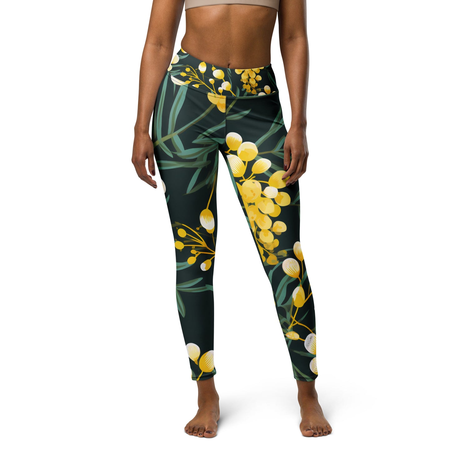 Women's Yoga Leggings Green and Gold - Stylish and Comfortable for Every Pose