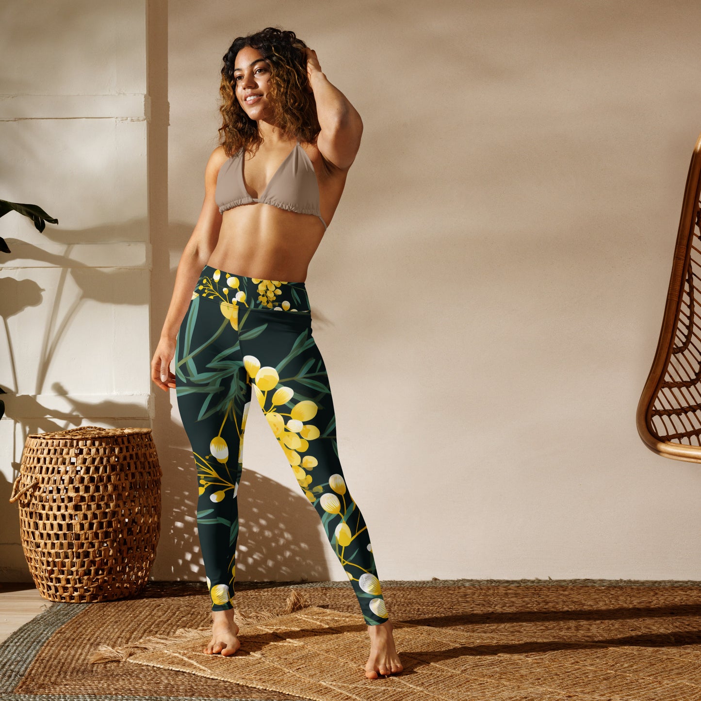 Women's Yoga Leggings Green and Gold - Stylish and Comfortable for Every Pose