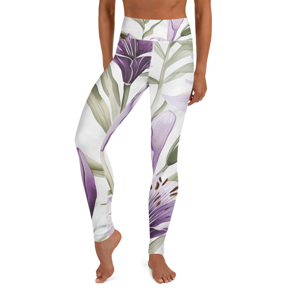 Women's Yoga Leggings Vanilla Lily Print | Comfortable, Stylish Activewear