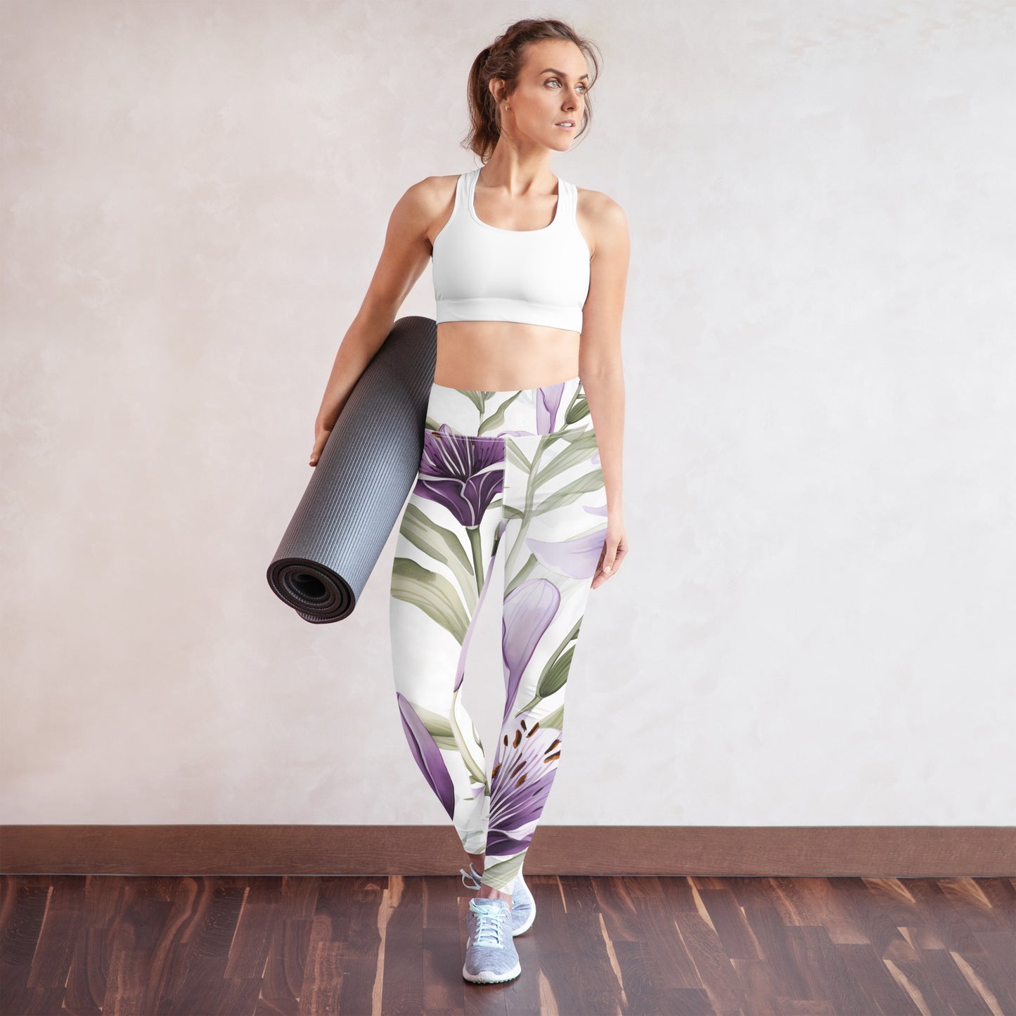 Women's Yoga Leggings Vanilla Lily Print | Comfortable, Stylish Activewear